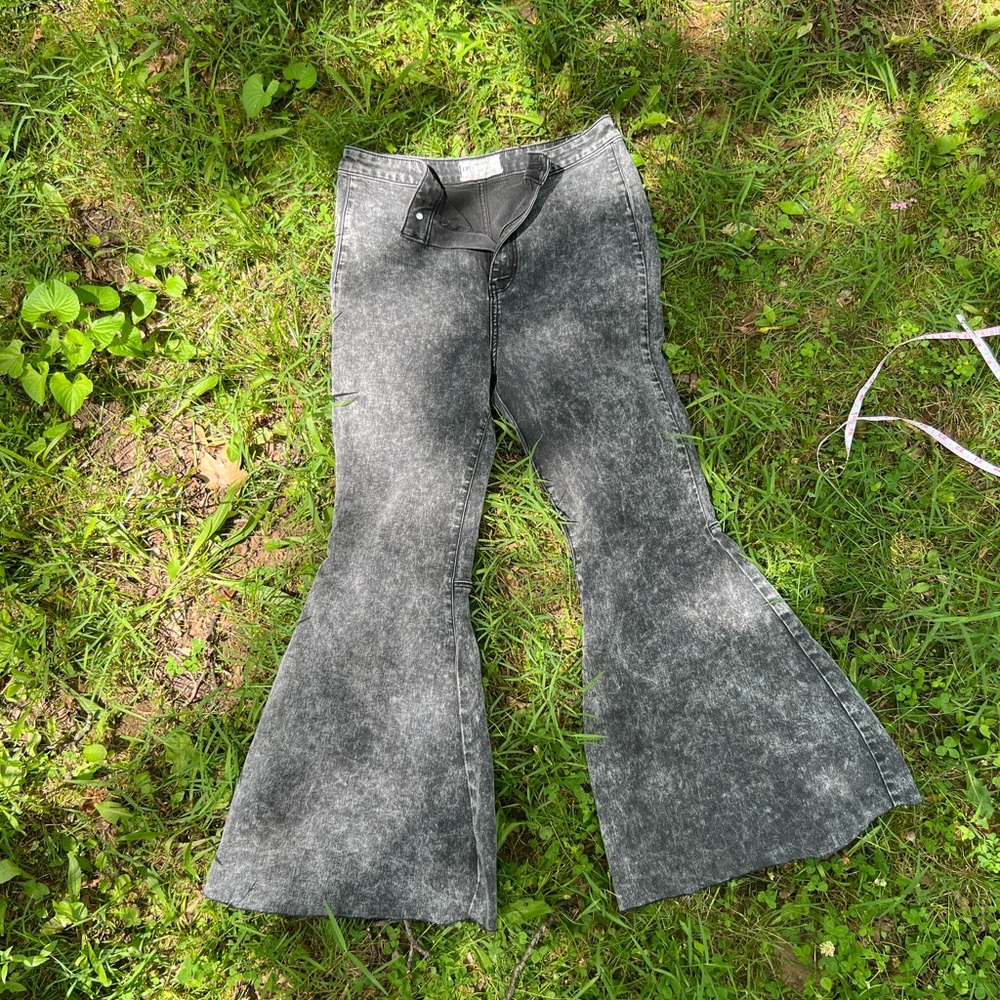 Free people wide leg acid wash jeans